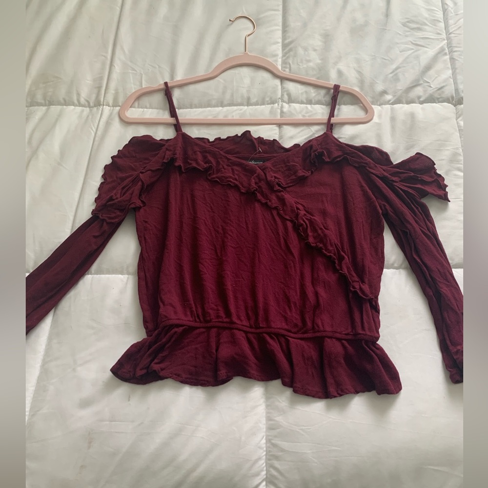 Burgundy Off Shoulder Blouse